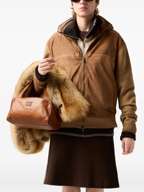 Miu Miu knitted-cuffs zip-front sweatshirt - Brown - zdjęcie produktu nr 2