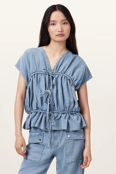 AllSaints bluzka REMY damska kolor niebieski W093PC - zdjęcie produktu nr 1