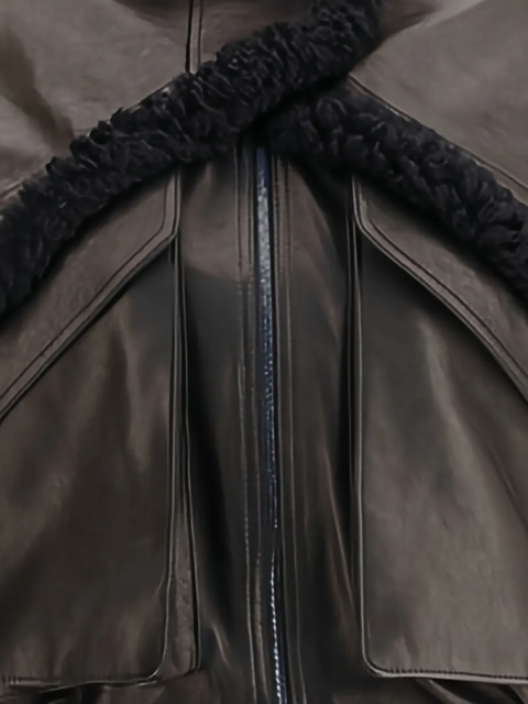 Magda Butrym shearling-trimmed bomber leather jacket - Black - zdjęcie produktu nr 2