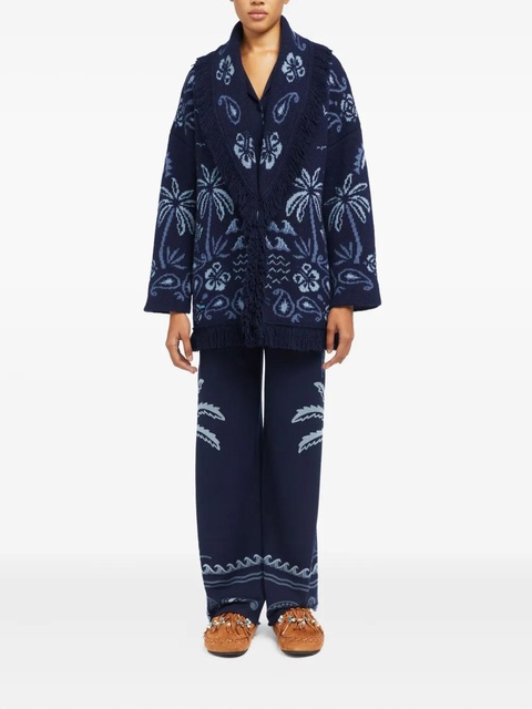Alanui palm-tree fringed cardigan - Blue - zdjęcie produktu nr 2