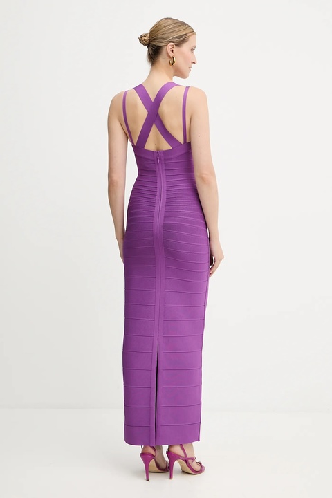 Herve Leger sukienka Sutton kolor fioletowy maxi dopasowana HLT8497963 - zdjęcie produktu nr 2