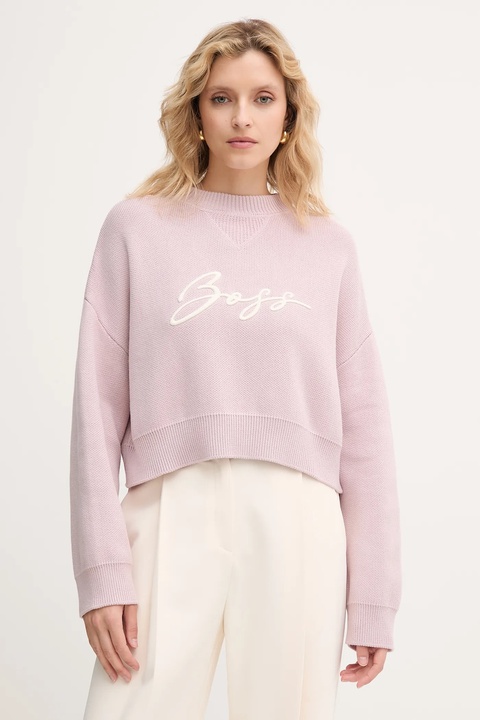 BOSS Orange sweter bawełniany damski kolor różowy 50543979 - zdjęcie produktu nr 1