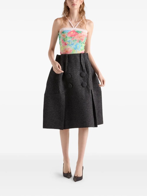 Prada floral-print triangle-logo top - Green - zdjęcie produktu nr 2