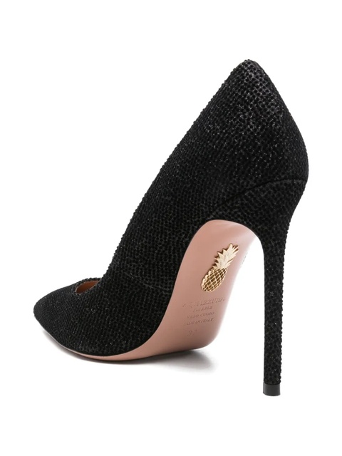 Aquazzura 110mm pointed-toe glitter pumps - Black - zdjęcie produktu nr 2