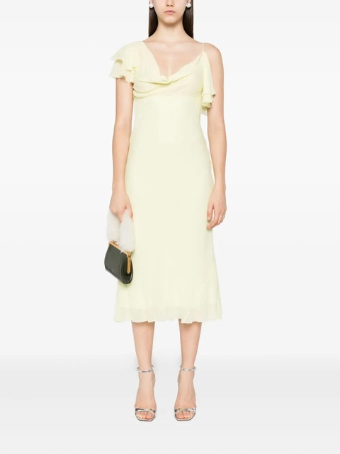 Self-Portrait georgette frill midi dress - Yellow - zdjęcie produktu nr 2