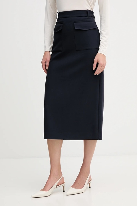 Tommy Hilfiger spódnica kolor granatowy midi rozkloszowana WW0WW47497 - zdjęcie produktu nr 1