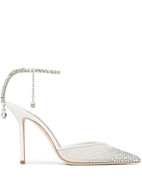 Jimmy Choo 100mm Saeda crystal-embellished pumps - White - zdjęcie produktu nr 1