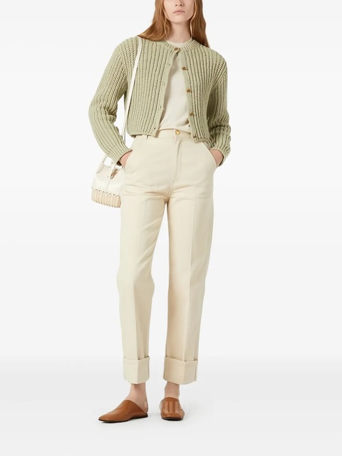 Loro Piana logo-patch cuffed cotton trousers - Neutrals - zdjęcie produktu nr 2