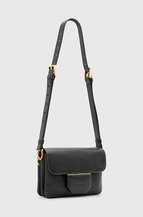 AllSaints torebka skórzana JUPITER kolor czarny W261XC - zdjęcie produktu nr 1