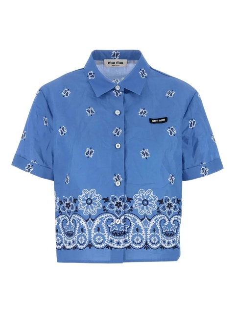 Miu Miu paisley-print poplin shirt - Blue - zdjęcie produktu nr 1