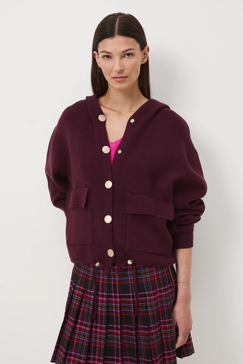 Medicine kardigan damski kolor bordowy - zdjęcie produktu nr 1