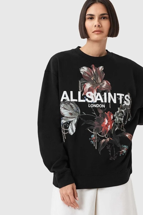 AllSaints bluza bawełniana ANIA damska kolor czarny wzorzysta W144JD - zdjęcie produktu nr 2