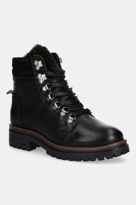 Barbour workery skórzane Bamburgh damskie kolor czarny na płaskim obcasie LFO0770BK51 - zdjęcie produktu nr 1