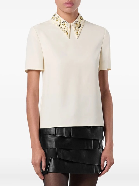 Versace embellished-collar short-sleeve top - Neutrals - zdjęcie produktu nr 2