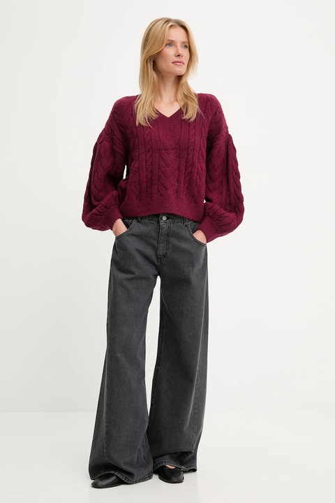 Answear.LAB sweter z wełną damski kolor bordowy ciepły - zdjęcie produktu nr 2