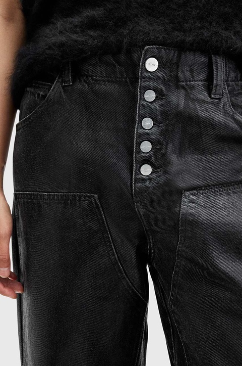 AllSaints spodnie bawełniane TAY CARPENTER kolor czarny szerokie medium waist W022EB - zdjęcie produktu nr 2