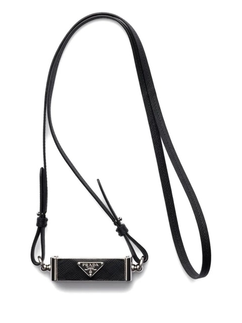 Prada triangle-logo leather smartphone case - Black - zdjęcie produktu nr 1