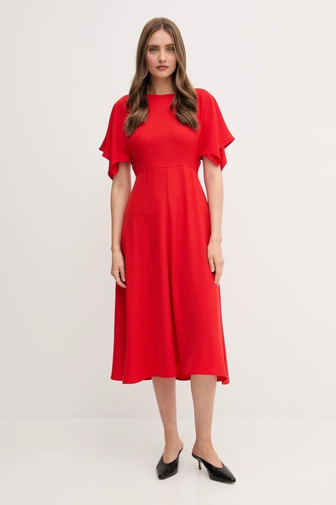 Sandro Ferrone sukienka kolor czerwony midi rozkloszowana S23XBEBRANCALEONE - zdjęcie produktu nr 2