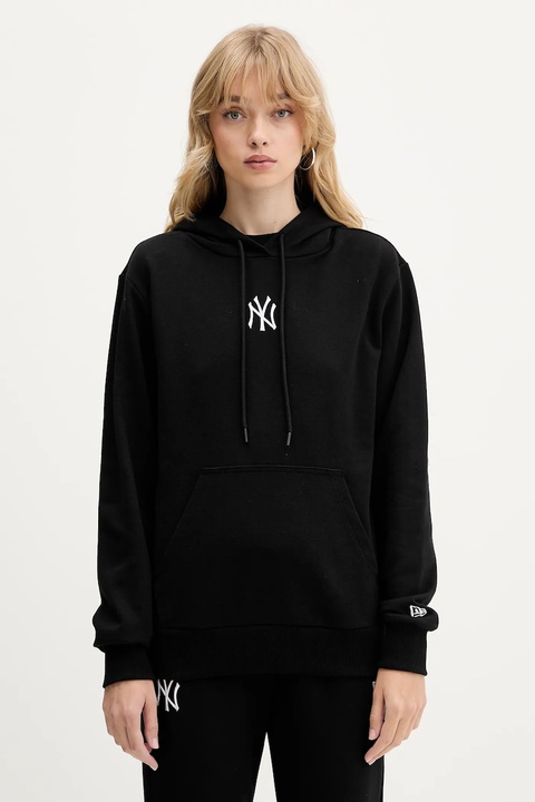 New Era bluza damska kolor czarny z kapturem z aplikacją 60684415 - zdjęcie produktu nr 1