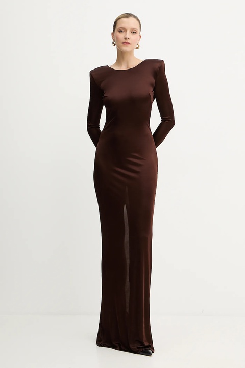 Elisabetta Franchi sukienka kolor brązowy maxi dopasowana ABR1056E2 - zdjęcie produktu nr 1