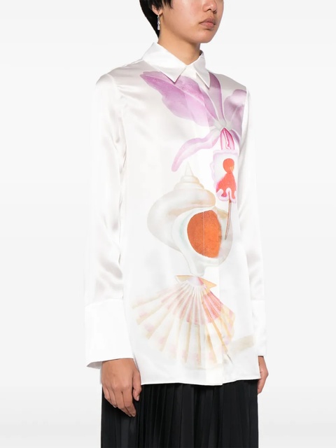 LOEWE Maruja Mallo-print silk-satin shirt - White - zdjęcie produktu nr 2