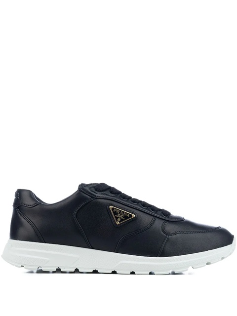 Prada leather logo-plaque sneakers - Black - zdjęcie produktu nr 1