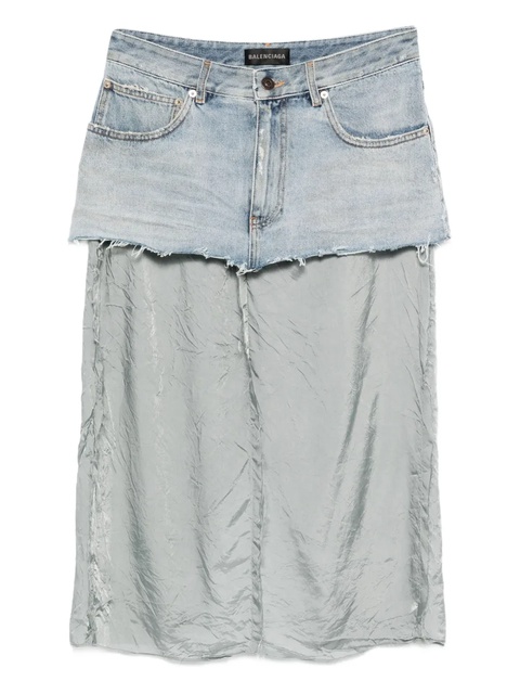 Balenciaga denim-panelled midi skirt - Blue - zdjęcie produktu nr 1