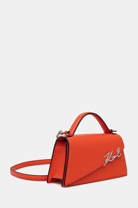 Karl Lagerfeld torebka skórzana K/SIGNATURE kolor pomarańczowy A1W30458 - zdjęcie produktu nr 2