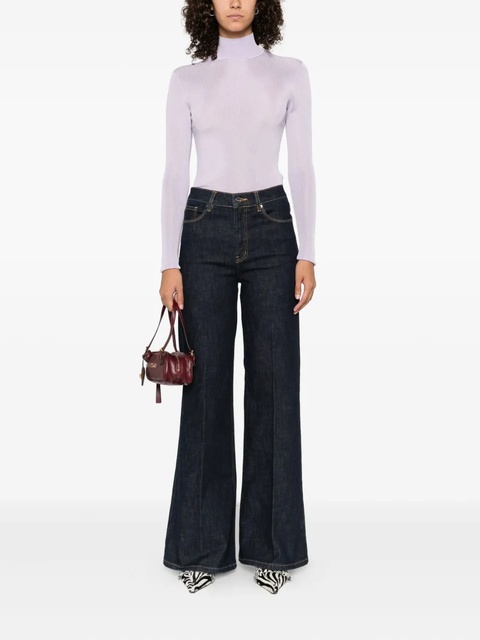 Self-Portrait ribbed high-neck top - Purple - zdjęcie produktu nr 2