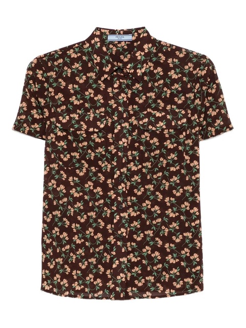 Prada floral short-sleeve shirt - Brown - zdjęcie produktu nr 1