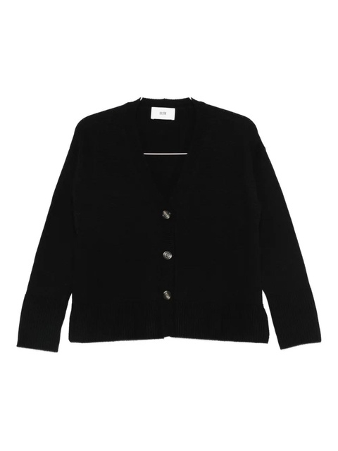 SOLOTRE V-neck ribbed-trim cardigan - Black - zdjęcie produktu nr 1