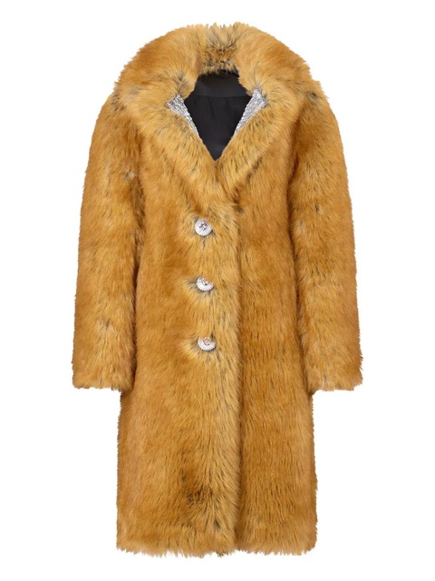Rabanne embellished-lapel fur coat - Yellow - zdjęcie produktu nr 1