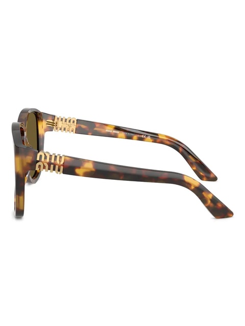 Miu Miu Eyewear tortoiseshell logo-plaque sunglasses - Green - zdjęcie produktu nr 2