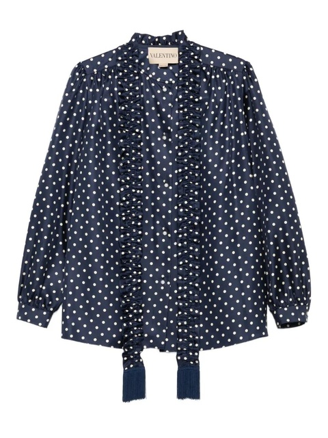 Valentino Garavani polka-dot ruffled shirt - Blue - zdjęcie produktu nr 1