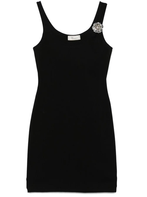 Blumarine floral-brooch mini dress - Black - zdjęcie produktu nr 1
