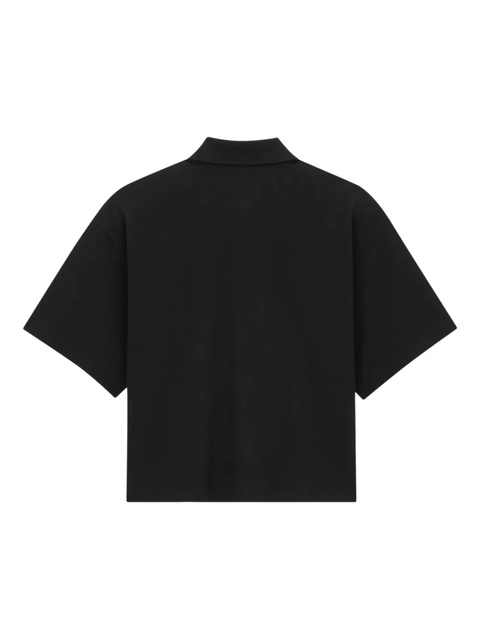 Saint Laurent cassandre-embroidered polo shirt - Black - zdjęcie produktu nr 2
