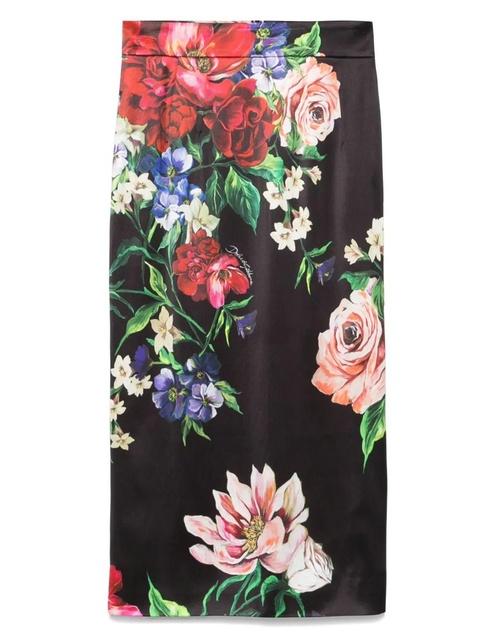 Dolce & Gabbana floral-print midi skirt - Black - zdjęcie produktu nr 1