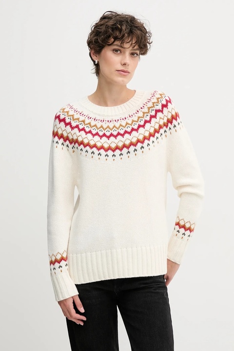 Barbour sweter z dodatkiem wełny damski kolor beżowy LKN1437 - zdjęcie produktu nr 1