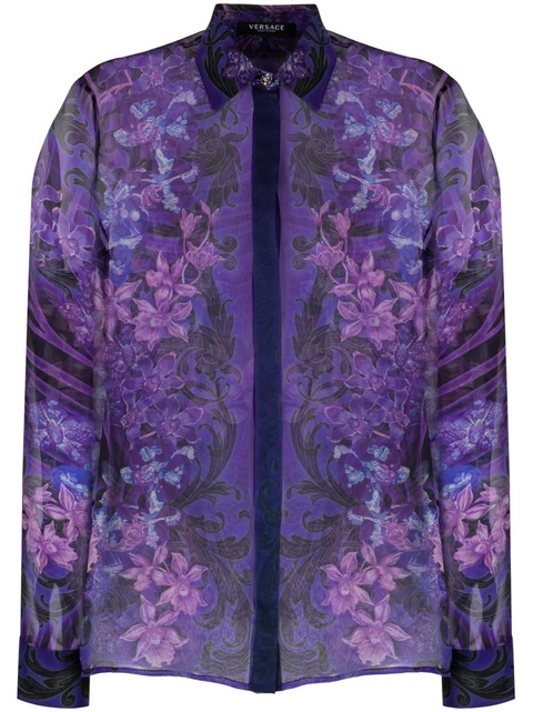 Versace floral-print silk blouse - Black - zdjęcie produktu nr 1