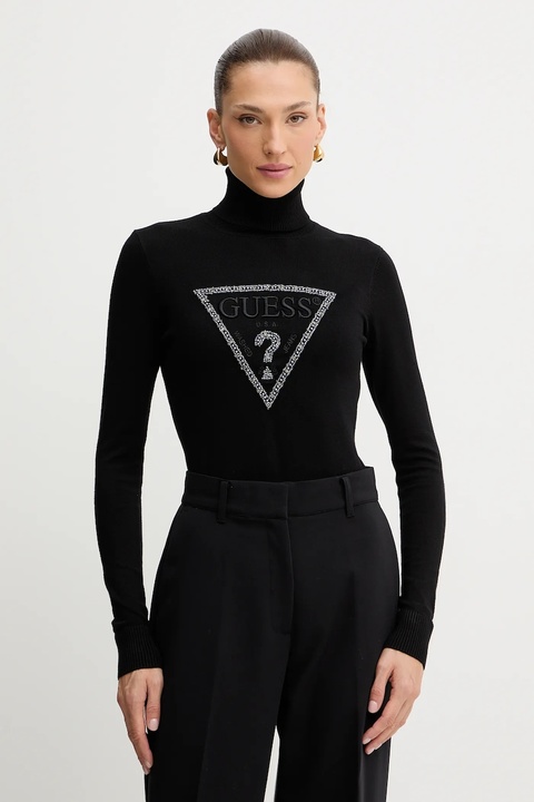 Guess sweter MELANIE damski kolor czarny lekki z golfem W5BR39 Z2NQ2 - zdjęcie produktu nr 1