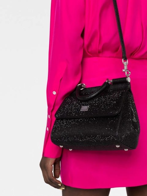 Dolce & Gabbana small Sicily rhinestone shoulder bag - Black - zdjęcie produktu nr 1