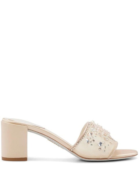 René Caovilla 80mm crystal-embellished mules - Neutrals - zdjęcie produktu nr 1