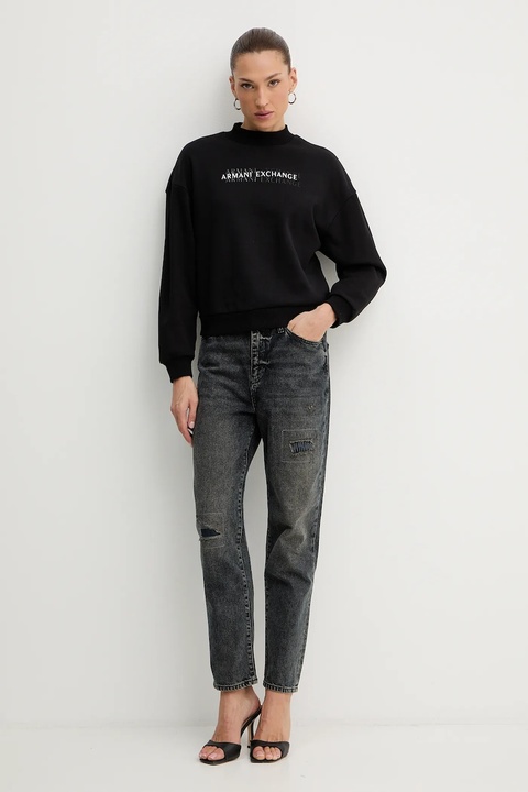 Armani Exchange bluza bawełniana damska kolor czarny z nadrukiem XW000787 AF16141 - zdjęcie produktu nr 2