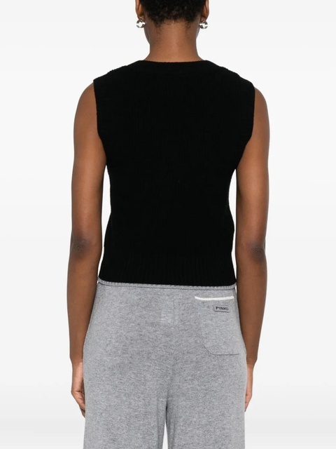 PINKO V-neck knitted vest - Black - zdjęcie produktu nr 2