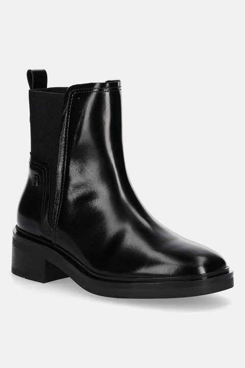 Tommy Hilfiger sztyblety skórzane MINIMAL ABRASIVATO CHELSEA damskie kolor czarny na słupku FW0FW08764 - zdjęcie produktu nr 1