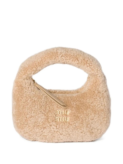 Miu Miu mini Wander shearling tote bag - Neutrals - zdjęcie produktu nr 1