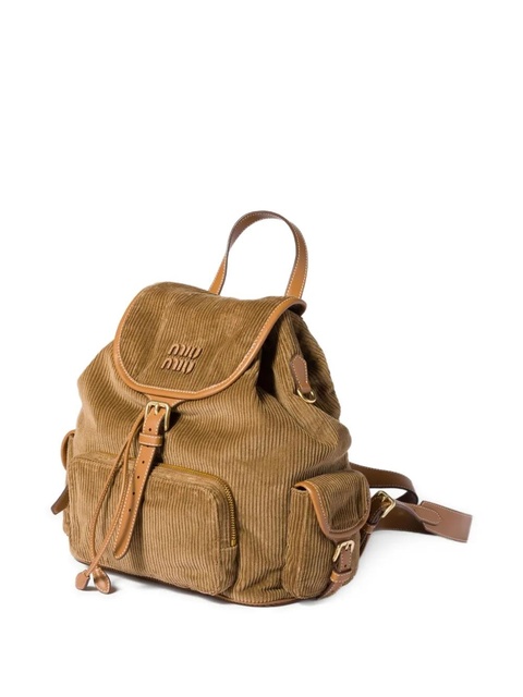 Miu Miu large corduroy cotton backpack - Brown - zdjęcie produktu nr 2