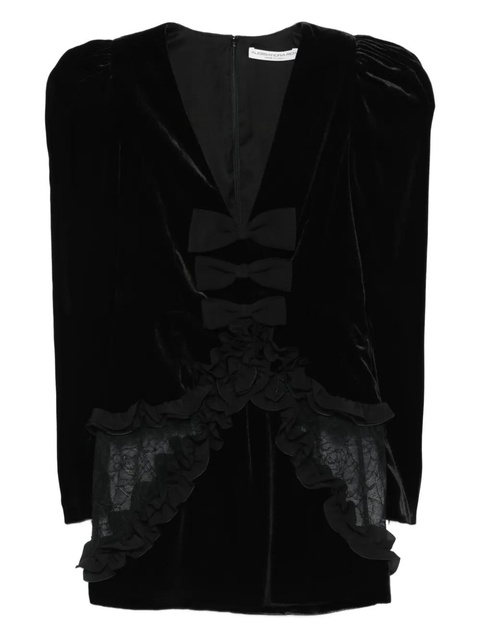 Alessandra Rich bow-detailed velvet mini dress - Black - zdjęcie produktu nr 1