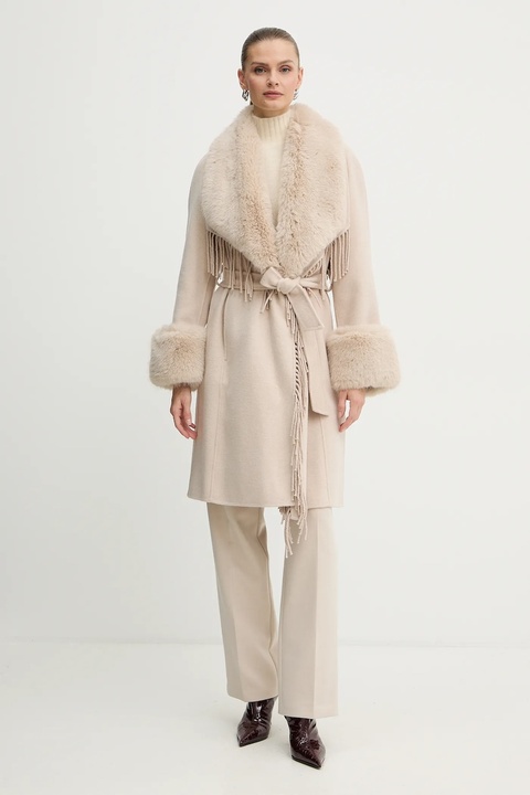 Marciano Guess płaszcz z dodatkiem wełny LILIANA kolor beżowy 5BGL46 7125A - zdjęcie produktu nr 1