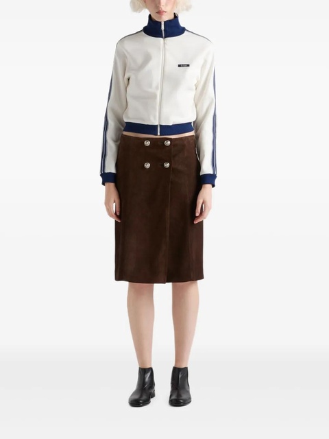 Prada leather-elbow patches striped sweatshirt - White - zdjęcie produktu nr 1